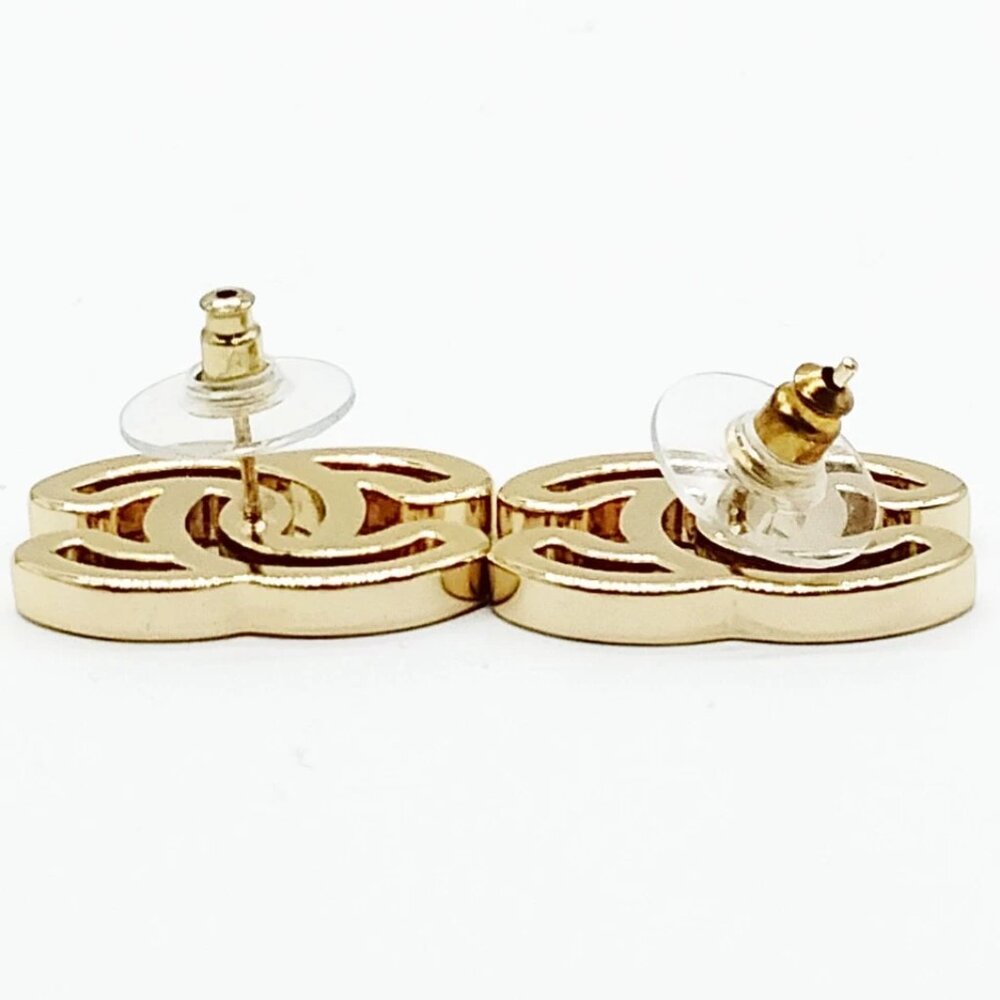 Chanel Pierced Earring Gold Whites 24 S 499-081425 - Picture 5 of 9